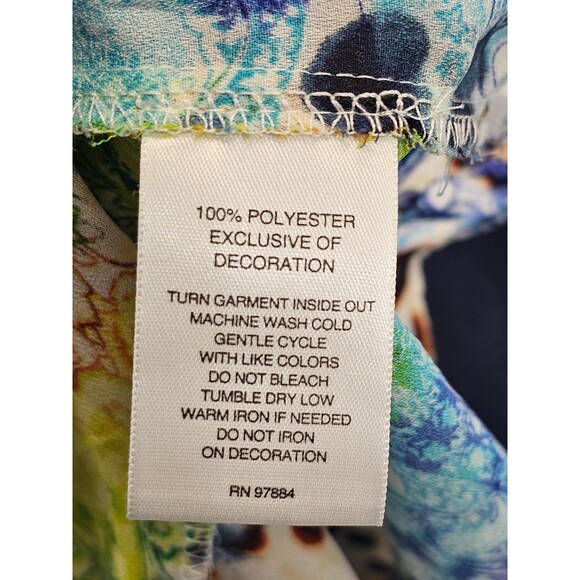 ALK Women's Medium Valerie Stevens Multicolor Popvoer Open Back Blouse Shirt Top - Picture 7 of 8
